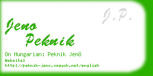 jeno peknik business card